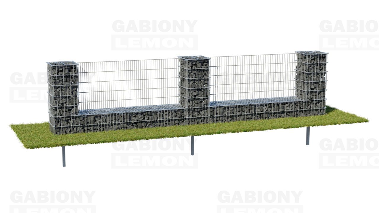 gabionový plot v kombinaci s 2D plotovými panely