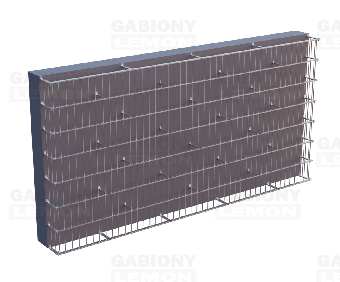 obklad betonové stěny gabionovým systémem premium bez kamene a bočních plotových panelů